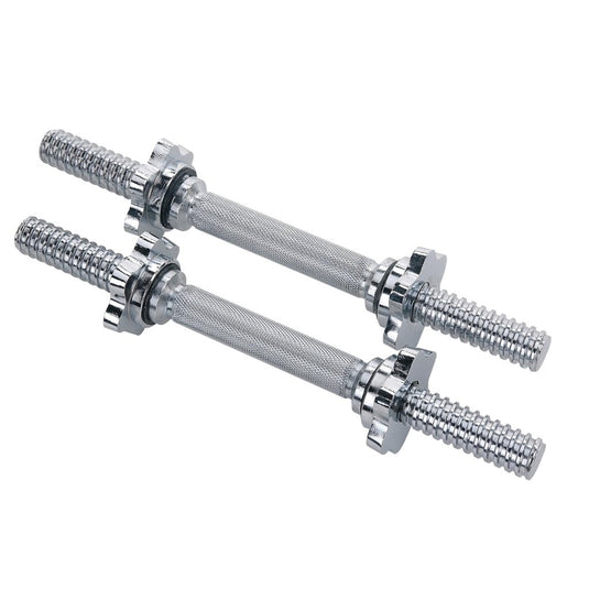& Fitness Standard Threaded Dumbbell Handle Pairs – 14" and 24" Chrome Options with Star-Lock Collars, Solid Steel, Fits 1" Plates, Knurled Grip - happygetfit.com