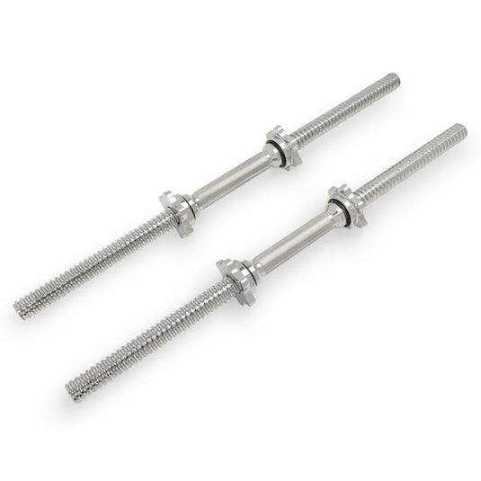 & Fitness Standard Threaded Dumbbell Handle Pairs – 14" and 24" Chrome Options with Star-Lock Collars, Solid Steel, Fits 1" Plates, Knurled Grip - happygetfit.com