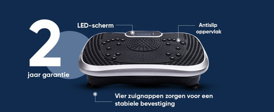 Fitness Trilplaat - Vergroot de spierkracht en vermindert buikvet - Thuis trainen met inbegrepen weerstandsbanden en afstandsbediening - Vibration plate met 5 programma's en 99 intensiteitsniveaus - happygetfit.com