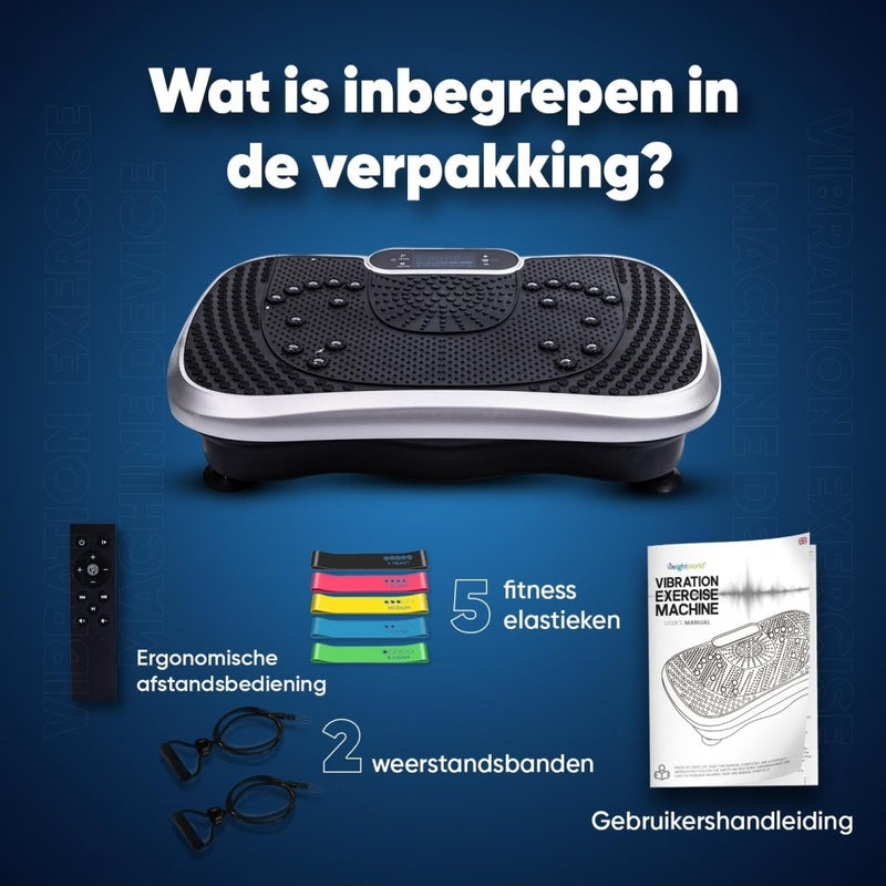 Laad afbeelding in Galerijviewer, Fitness Trilplaat - Vergroot de spierkracht en vermindert buikvet - Thuis trainen met inbegrepen weerstandsbanden en afstandsbediening - Vibration plate met 5 programma&#39;s en 99 intensiteitsniveaus - happygetfit.com
