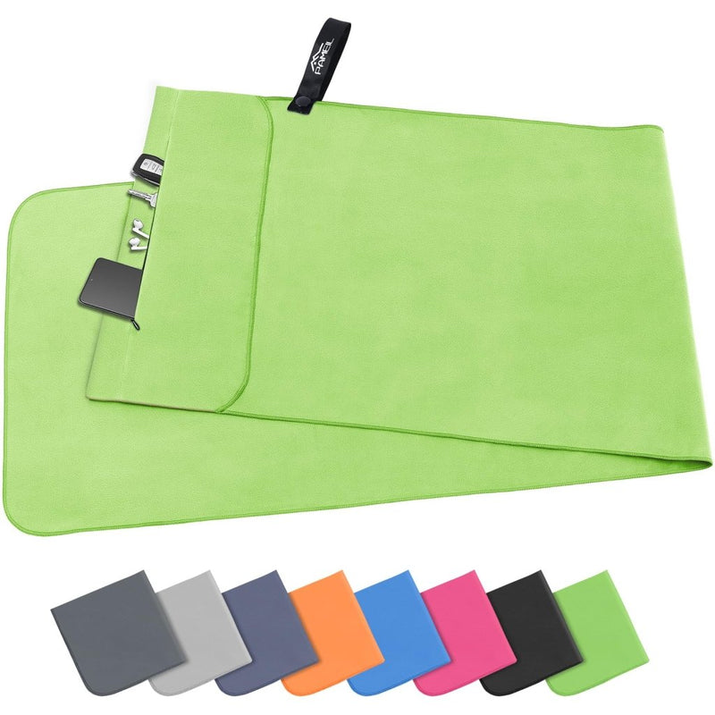 Laden Sie das Bild in Galerie -Viewer, Fitnesshanddoek Microvezel 120x50 cm Sneldrogend met Ritsvak – Sporthanddoek – Reishanddoek - happygetfit.com
