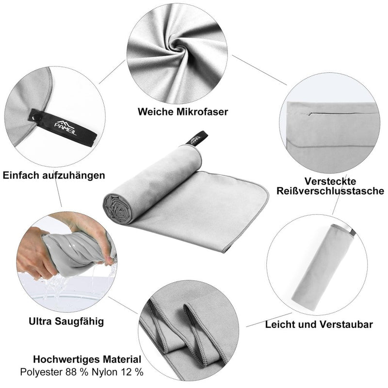 Laden Sie das Bild in Galerie -Viewer, Fitnesshanddoek Microvezel 120x50 cm Sneldrogend met Ritsvak – Sporthanddoek – Reishanddoek - happygetfit.com
