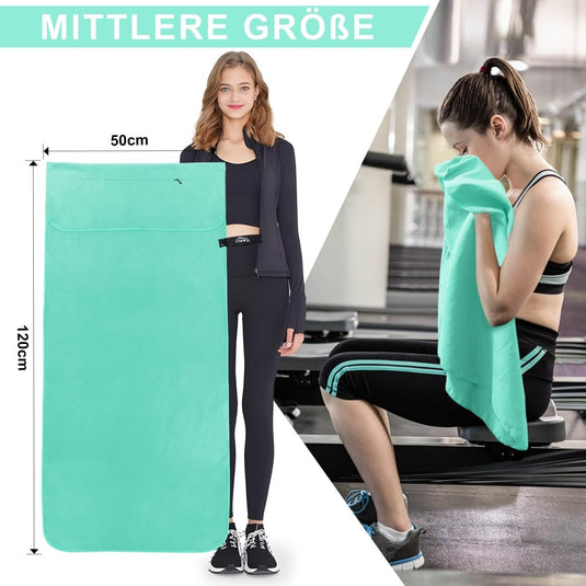 Fitnesshanddoek Microvezel 120x50 cm Sneldrogend met Ritsvak – Sporthanddoek – Reishanddoek - happygetfit.com