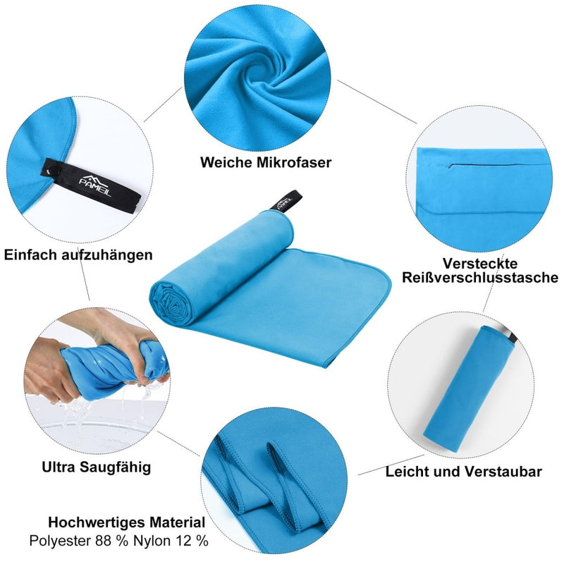 Laden Sie das Bild in Galerie -Viewer, Fitnesshanddoek Microvezel 120x50 cm Sneldrogend met Ritsvak – Sporthanddoek – Reishanddoek - happygetfit.com
