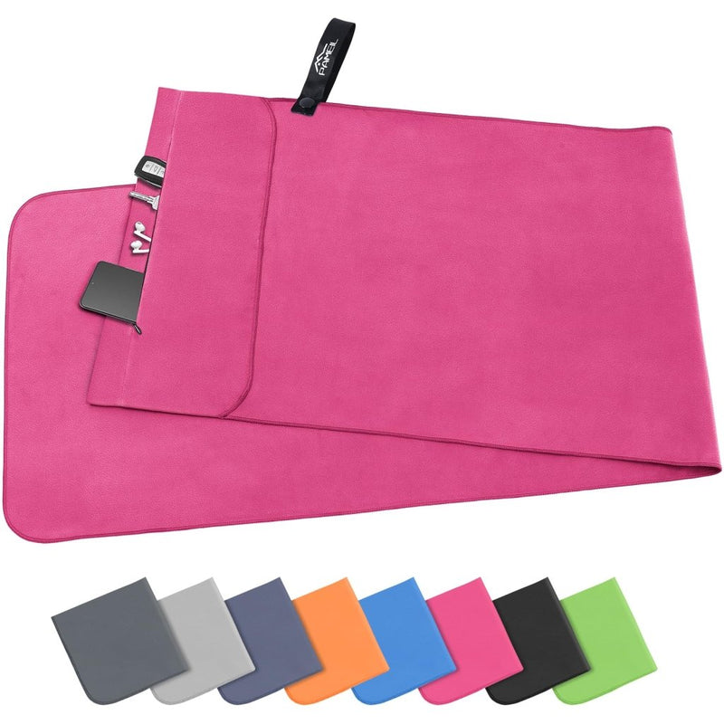 Laden Sie das Bild in Galerie -Viewer, Fitnesshanddoek Microvezel 120x50 cm Sneldrogend met Ritsvak – Sporthanddoek – Reishanddoek - happygetfit.com
