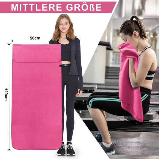 Fitnesshanddoek Microvezel 120x50 cm Sneldrogend met Ritsvak – Sporthanddoek – Reishanddoek - happygetfit.com