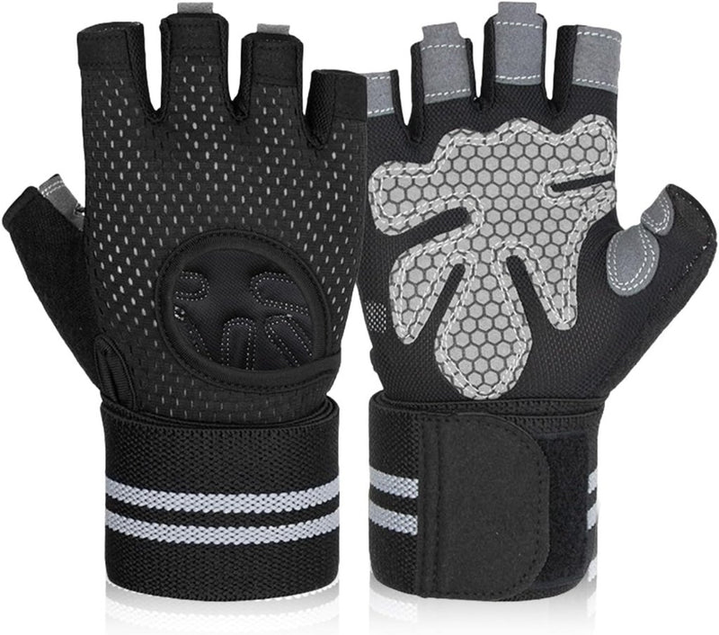 Carica l’immagine nel visualizzatore della galleria, Fitnesshandschoenen 1 paar met polssteun en antislip siliconen grip voor krachttraining en gewichtheffen – trainingshandschoenen – sporthandschoenen - happygetfit.com
