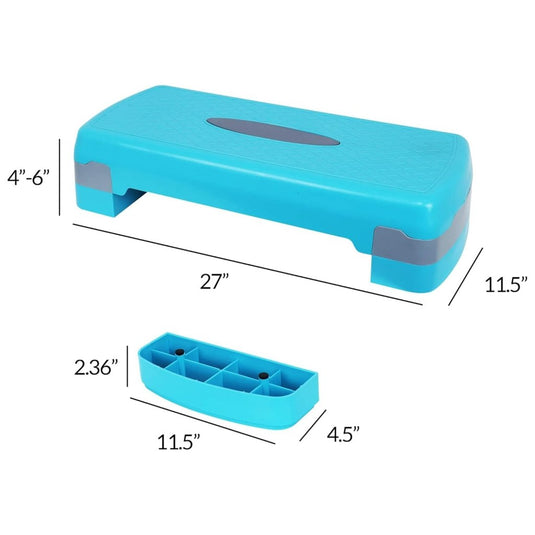 Fitvids Aerobic Step Platform Trainer with Adjustable 2-Level Risers, 400 Pound Weight Capacity – Non-Slip Exercise Stepper - happygetfit.com