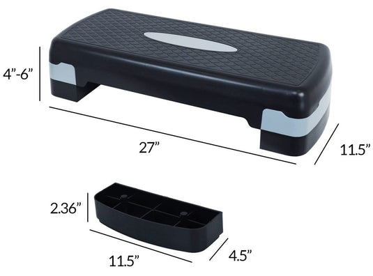 Fitvids Aerobic Step Platform Trainer with Adjustable 2-Level Risers, 400 Pound Weight Capacity – Non-Slip Exercise Stepper - happygetfit.com