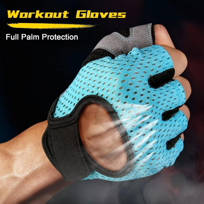 Laad afbeelding in Galerijviewer, Flintronic Gymhandschoenen, Ademende Trainingshandschoenen met Microvezelstof, Antislip Siliconen Gewatteerde Handpalmbescherming en Extra Grip, voor Heren en Dames, Gewichtheffen/Crossfit/Fietsen - happygetfit.com
