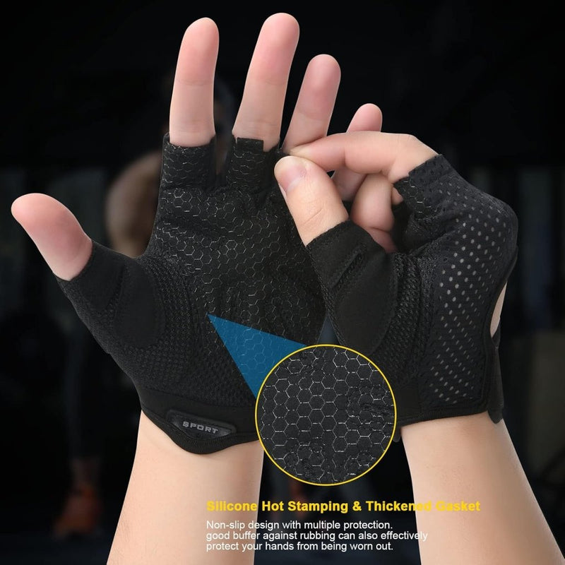 Laad afbeelding in Galerijviewer, Flintronic Gymhandschoenen, Ademende Trainingshandschoenen met Microvezelstof, Antislip Siliconen Gewatteerde Handpalmbescherming en Extra Grip, voor Heren en Dames, Gewichtheffen/Crossfit/Fietsen - happygetfit.com
