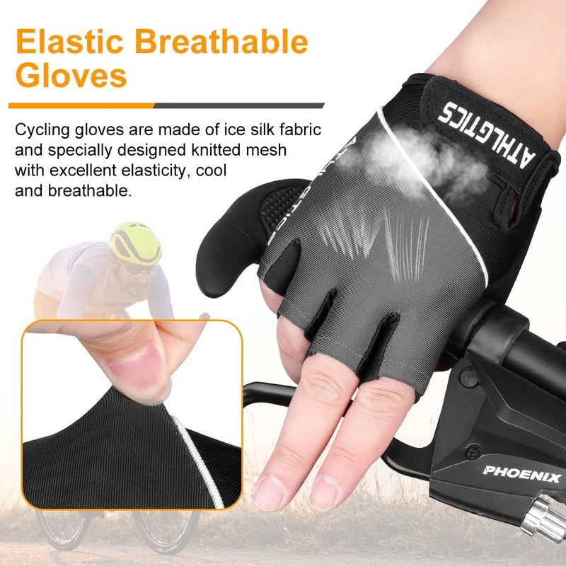 Laad afbeelding in Galerijviewer, Flintronic Gymhandschoenen, Ademende Trainingshandschoenen met Microvezelstof, Antislip Siliconen Gewatteerde Handpalmbescherming en Extra Grip, voor Heren en Dames, Gewichtheffen/Crossfit/Fietsen - happygetfit.com
