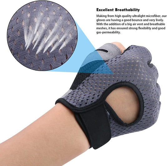 Flintronic Gymhandschoenen, Ademende Trainingshandschoenen met Microvezelstof, Antislip Siliconen Gewatteerde Handpalmbescherming en Extra Grip, voor Heren en Dames, Gewichtheffen/Crossfit/Fietsen - happygetfit.com