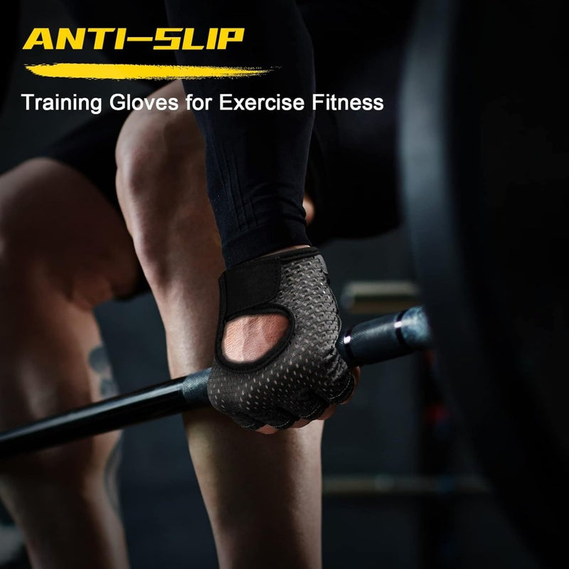 Laad afbeelding in Galerijviewer, Flintronic Gymhandschoenen, Ademende Trainingshandschoenen met Microvezelstof, Antislip Siliconen Gewatteerde Handpalmbescherming en Extra Grip, voor Heren en Dames, Gewichtheffen/Crossfit/Fietsen - happygetfit.com

