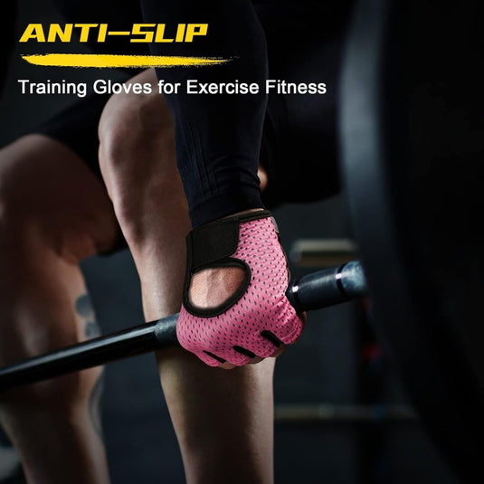 Flintronic Gymhandschoenen, Ademende Trainingshandschoenen met Microvezelstof, Antislip Siliconen Gewatteerde Handpalmbescherming en Extra Grip, voor Heren en Dames, Gewichtheffen/Crossfit/Fietsen - happygetfit.com
