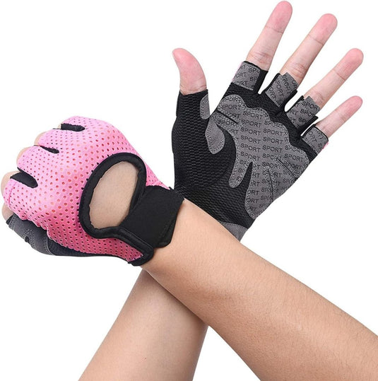 Flintronic Gymhandschoenen, Ademende Trainingshandschoenen met Microvezelstof, Antislip Siliconen Gewatteerde Handpalmbescherming en Extra Grip, voor Heren en Dames, Gewichtheffen/Crossfit/Fietsen - happygetfit.com