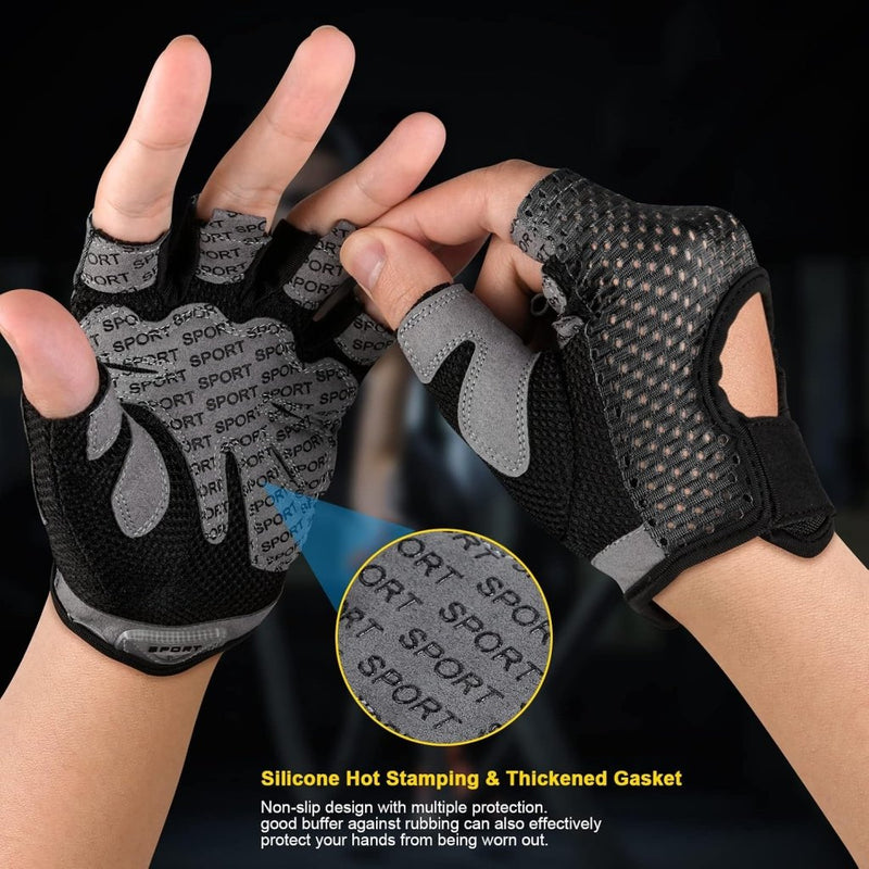 Laad afbeelding in Galerijviewer, Flintronic Gymhandschoenen, Ademende Trainingshandschoenen met Microvezelstof, Antislip Siliconen Gewatteerde Handpalmbescherming en Extra Grip, voor Heren en Dames, Gewichtheffen/Crossfit/Fietsen - happygetfit.com
