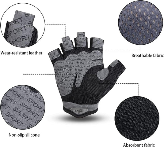 Flintronic Gymhandschoenen, Ademende Trainingshandschoenen met Microvezelstof, Antislip Siliconen Gewatteerde Handpalmbescherming en Extra Grip, voor Heren en Dames, Gewichtheffen/Crossfit/Fietsen - happygetfit.com