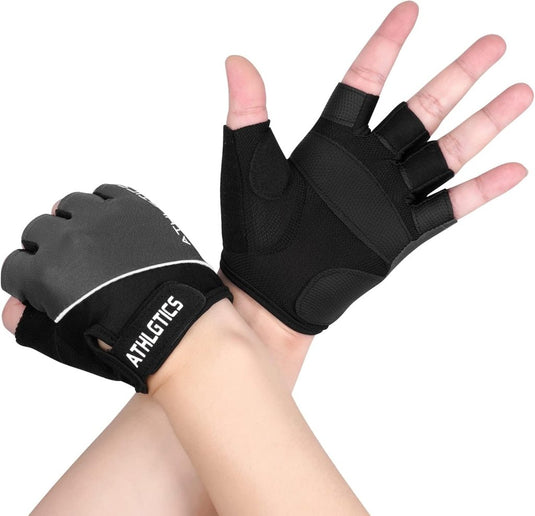 Flintronic Gymhandschoenen, Ademende Trainingshandschoenen met Microvezelstof, Antislip Siliconen Gewatteerde Handpalmbescherming en Extra Grip, voor Heren en Dames, Gewichtheffen/Crossfit/Fietsen - happygetfit.com
