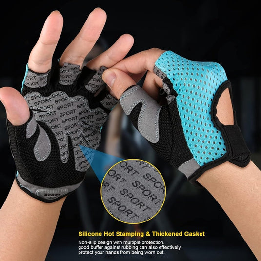 Flintronic Gymhandschoenen, Ademende Trainingshandschoenen met Microvezelstof, Antislip Siliconen Gewatteerde Handpalmbescherming en Extra Grip, voor Heren en Dames, Gewichtheffen/Crossfit/Fietsen - happygetfit.com