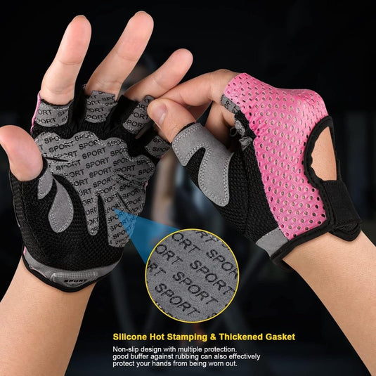 Flintronic Gymhandschoenen, Ademende Trainingshandschoenen met Microvezelstof, Antislip Siliconen Gewatteerde Handpalmbescherming en Extra Grip, voor Heren en Dames, Gewichtheffen/Crossfit/Fietsen - happygetfit.com