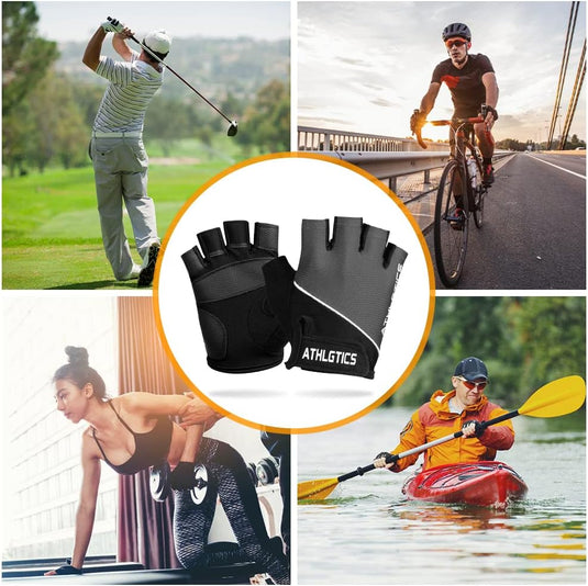 Flintronic Gymhandschoenen, Ademende Trainingshandschoenen met Microvezelstof, Antislip Siliconen Gewatteerde Handpalmbescherming en Extra Grip, voor Heren en Dames, Gewichtheffen/Crossfit/Fietsen - happygetfit.com