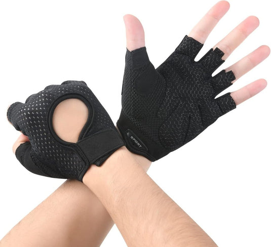 Flintronic Gymhandschoenen, Ademende Trainingshandschoenen met Microvezelstof, Antislip Siliconen Gewatteerde Handpalmbescherming en Extra Grip, voor Heren en Dames, Gewichtheffen/Crossfit/Fietsen - happygetfit.com