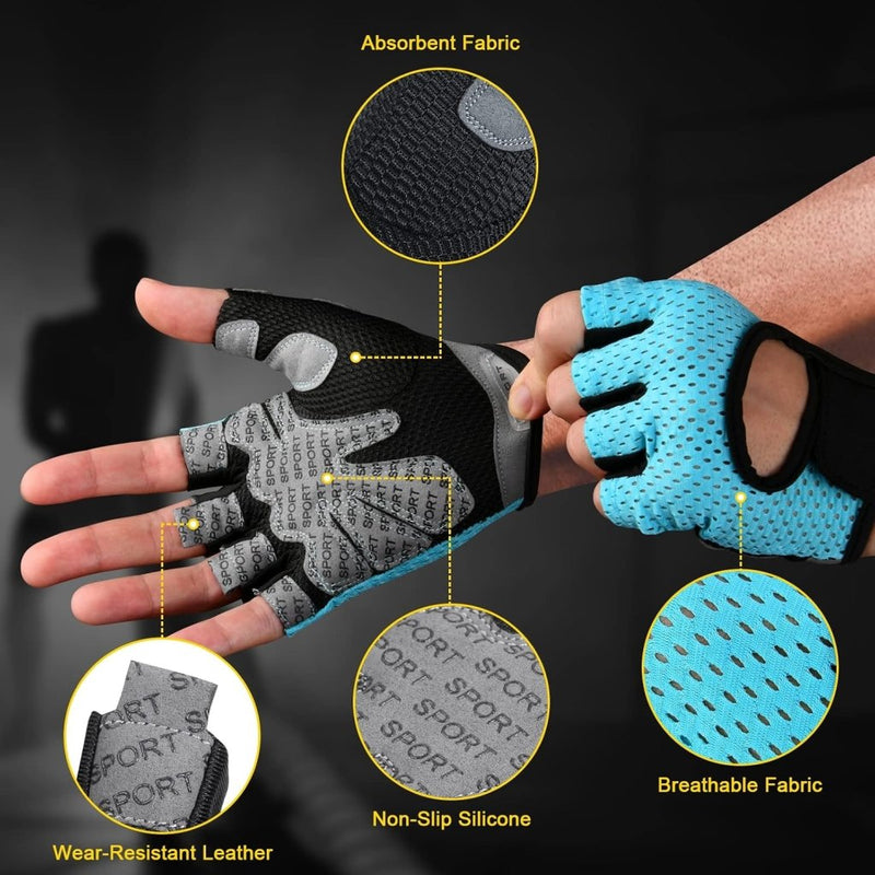 Laad afbeelding in Galerijviewer, Flintronic Gymhandschoenen, Ademende Trainingshandschoenen met Microvezelstof, Antislip Siliconen Gewatteerde Handpalmbescherming en Extra Grip, voor Heren en Dames, Gewichtheffen/Crossfit/Fietsen - happygetfit.com
