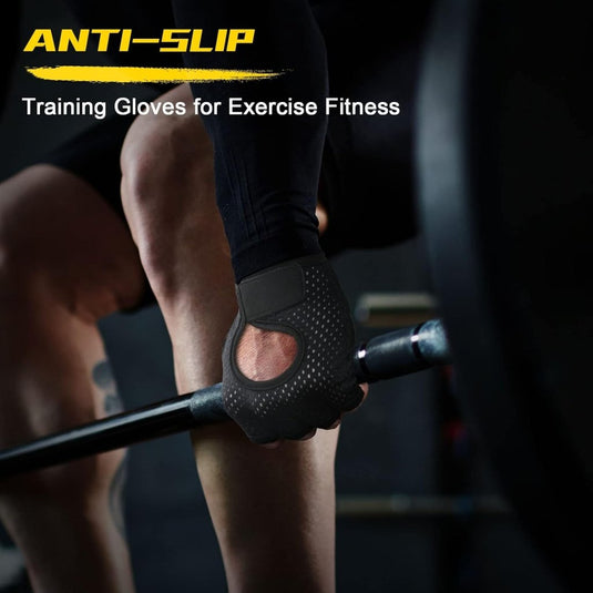 Flintronic Gymhandschoenen, Ademende Trainingshandschoenen met Microvezelstof, Antislip Siliconen Gewatteerde Handpalmbescherming en Extra Grip, voor Heren en Dames, Gewichtheffen/Crossfit/Fietsen - happygetfit.com