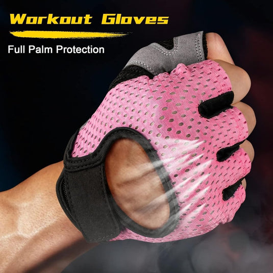 Flintronic Gymhandschoenen, Ademende Trainingshandschoenen met Microvezelstof, Antislip Siliconen Gewatteerde Handpalmbescherming en Extra Grip, voor Heren en Dames, Gewichtheffen/Crossfit/Fietsen - happygetfit.com