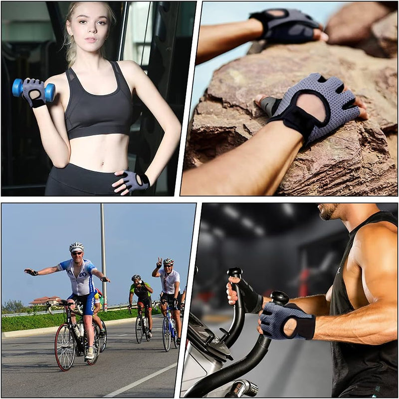 Laad afbeelding in Galerijviewer, Flintronic Gymhandschoenen, Ademende Trainingshandschoenen met Microvezelstof, Antislip Siliconen Gewatteerde Handpalmbescherming en Extra Grip, voor Heren en Dames, Gewichtheffen/Crossfit/Fietsen - happygetfit.com
