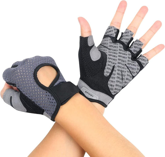 Flintronic Gymhandschoenen, Ademende Trainingshandschoenen met Microvezelstof, Antislip Siliconen Gewatteerde Handpalmbescherming en Extra Grip, voor Heren en Dames, Gewichtheffen/Crossfit/Fietsen - happygetfit.com