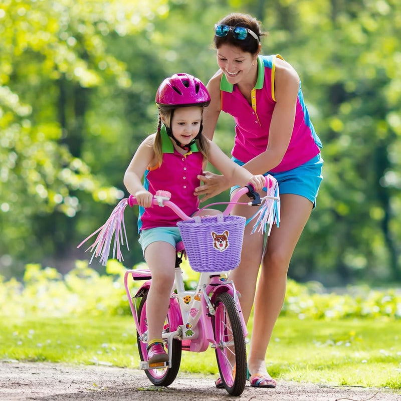 Load image into Gallery viewer, Flintronic Kinderfietsmand, handgeweven fietsmand voor kinderen, fietsmand voor meisjes, jongens, kinderen, met fietsaccessoires - happygetfit.com
