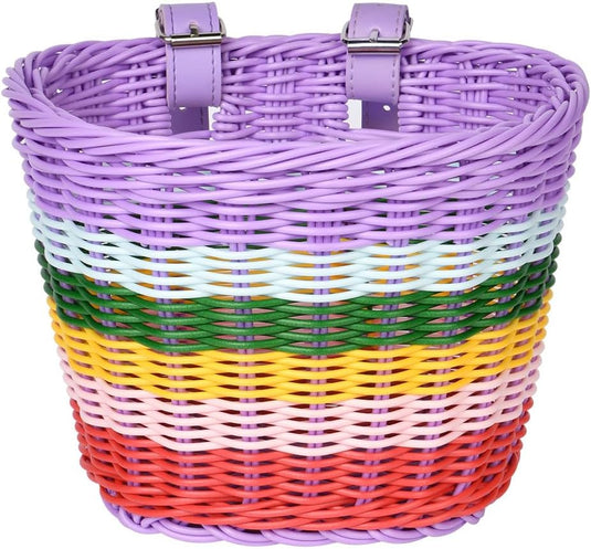 Flintronic Kinderfietsmand, handgeweven fietsmand voor kinderen, fietsmand voor meisjes, jongens, kinderen, met fietsaccessoires - happygetfit.com