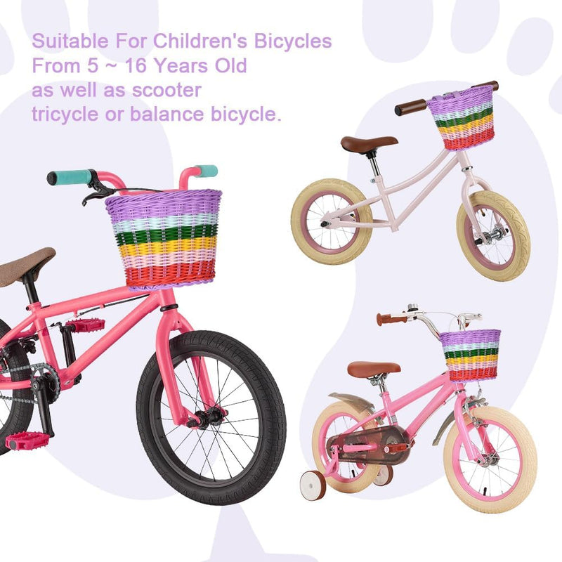 Load image into Gallery viewer, Flintronic Kinderfietsmand, handgeweven fietsmand voor kinderen, fietsmand voor meisjes, jongens, kinderen, met fietsaccessoires - happygetfit.com
