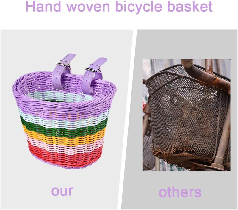 Load image into Gallery viewer, Flintronic Kinderfietsmand, handgeweven fietsmand voor kinderen, fietsmand voor meisjes, jongens, kinderen, met fietsaccessoires - happygetfit.com
