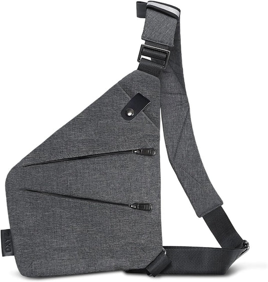 flintronic Sling Bag met USB-Oplading, Borsttas met Verstelbare Riem, Multi-Pocket Crossbody Borst Tas, Wandelen Casual Outdoor Borstzak voor Heren - happygetfit.com