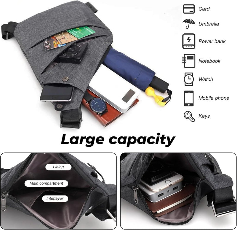 Laad afbeelding in Galerijviewer, flintronic Sling Bag met USB-Oplading, Borsttas met Verstelbare Riem, Multi-Pocket Crossbody Borst Tas, Wandelen Casual Outdoor Borstzak voor Heren - happygetfit.com
