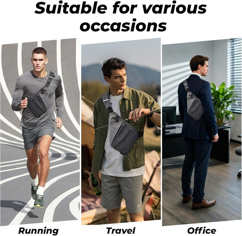 Laad afbeelding in Galerijviewer, flintronic Sling Bag met USB-Oplading, Borsttas met Verstelbare Riem, Multi-Pocket Crossbody Borst Tas, Wandelen Casual Outdoor Borstzak voor Heren - happygetfit.com
