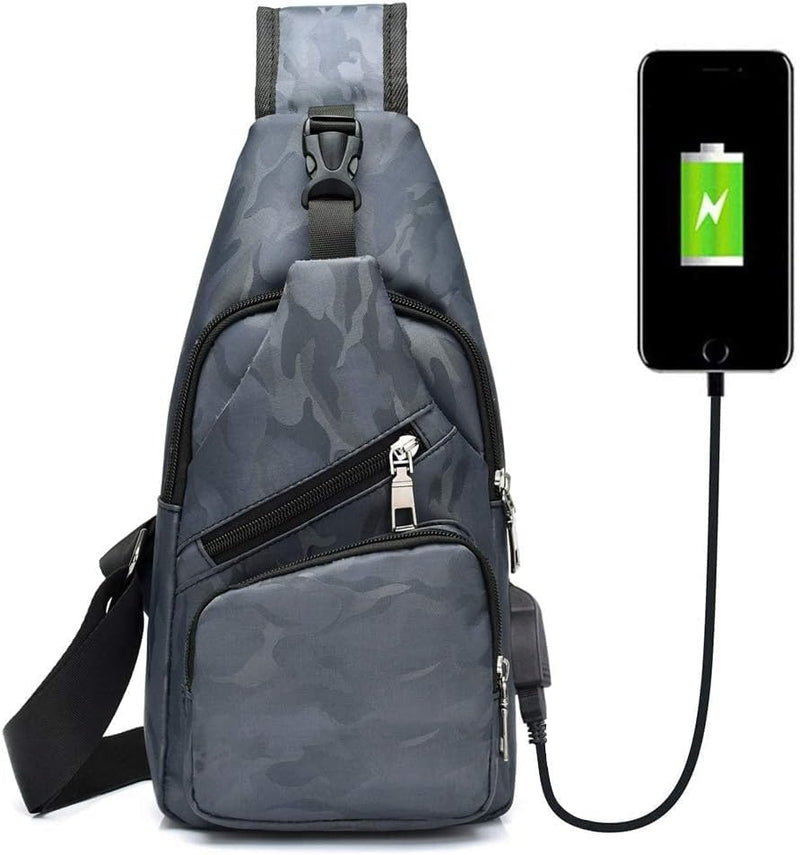 Laad afbeelding in Galerijviewer, flintronic Sling Bag met USB-Oplading, Borsttas met Verstelbare Riem, Multi-Pocket Crossbody Borst Tas, Wandelen Casual Outdoor Borstzak voor Heren - happygetfit.com
