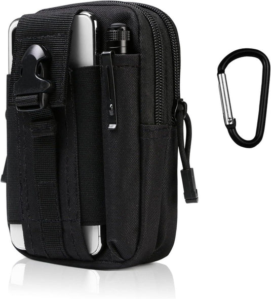 flintronic Tactische Heuptassen, Molle EDC Pouch, Outdoor Heuptas+Haak, Utility Gadget Riemtas met Mobiele Telefoon Holster voor Sport, Wandelen, Kamperen, Reizen-Zwart - happygetfit.com