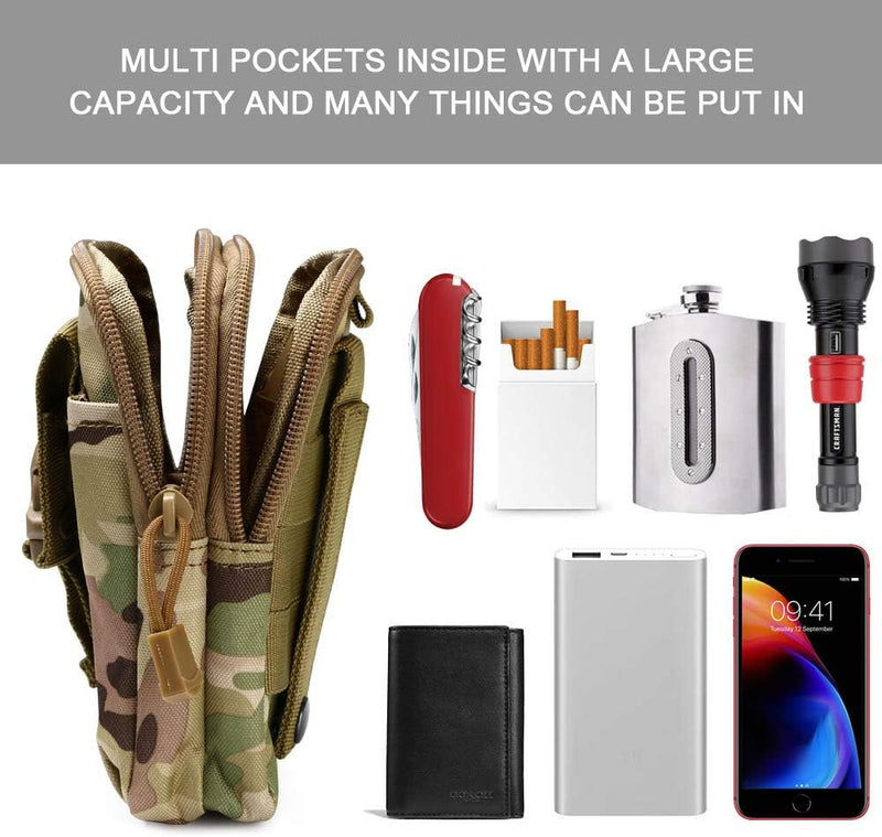 Laad afbeelding in Galerijviewer, flintronic Tactische Heuptassen, Molle EDC Pouch, Outdoor Heuptas+Haak, Utility Gadget Riemtas met Mobiele Telefoon Holster voor Sport, Wandelen, Kamperen, Reizen-Zwart - happygetfit.com
