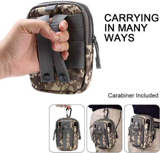 flintronic Tactische Heuptassen, Molle EDC Pouch, Outdoor Heuptas+Haak, Utility Gadget Riemtas met Mobiele Telefoon Holster voor Sport, Wandelen, Kamperen, Reizen-Zwart - happygetfit.com