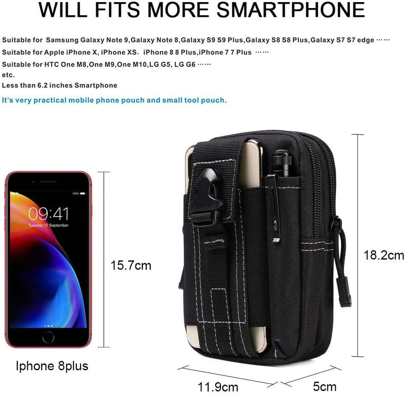 Laad afbeelding in Galerijviewer, flintronic Tactische Heuptassen, Molle EDC Pouch, Outdoor Heuptas+Haak, Utility Gadget Riemtas met Mobiele Telefoon Holster voor Sport, Wandelen, Kamperen, Reizen-Zwart - happygetfit.com
