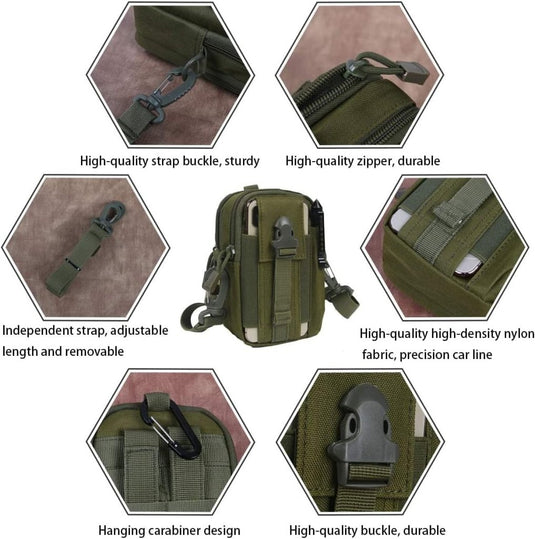 flintronic Tactische Heuptassen, Molle EDC Pouch, Outdoor Heuptas+Haak, Utility Gadget Riemtas met Mobiele Telefoon Holster voor Sport, Wandelen, Kamperen, Reizen-Zwart - happygetfit.com