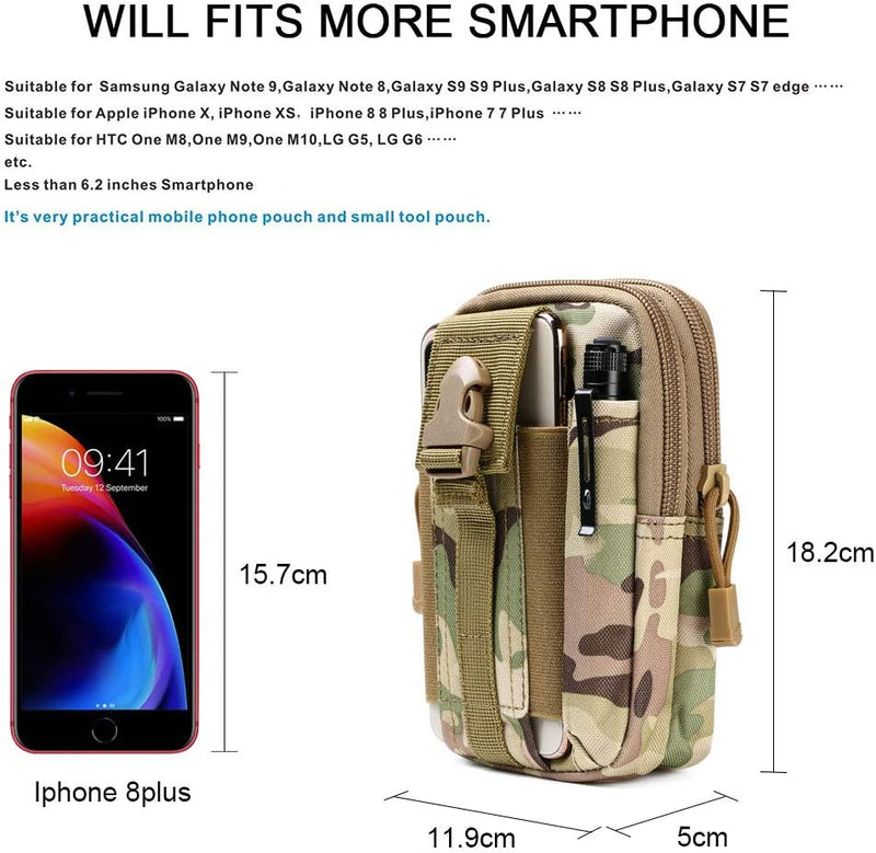 Laad afbeelding in Galerijviewer, flintronic Tactische Heuptassen, Molle EDC Pouch, Outdoor Heuptas+Haak, Utility Gadget Riemtas met Mobiele Telefoon Holster voor Sport, Wandelen, Kamperen, Reizen-Zwart - happygetfit.com
