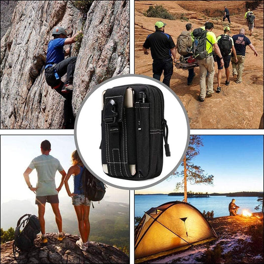 flintronic Tactische Heuptassen, Molle EDC Pouch, Outdoor Heuptas+Haak, Utility Gadget Riemtas met Mobiele Telefoon Holster voor Sport, Wandelen, Kamperen, Reizen-Zwart - happygetfit.com