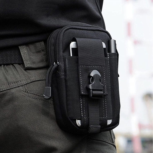 flintronic Tactische Heuptassen, Molle EDC Pouch, Outdoor Heuptas+Haak, Utility Gadget Riemtas met Mobiele Telefoon Holster voor Sport, Wandelen, Kamperen, Reizen-Zwart - happygetfit.com