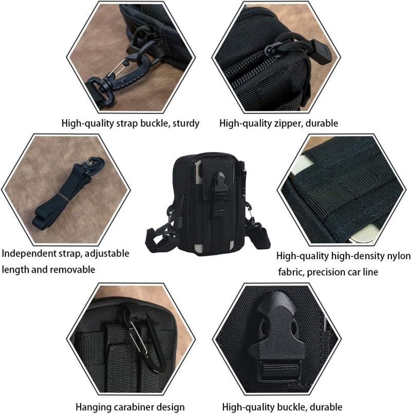 Laad afbeelding in Galerijviewer, flintronic Tactische Heuptassen, Molle EDC Pouch, Outdoor Heuptas+Haak, Utility Gadget Riemtas met Mobiele Telefoon Holster voor Sport, Wandelen, Kamperen, Reizen-Zwart - happygetfit.com
