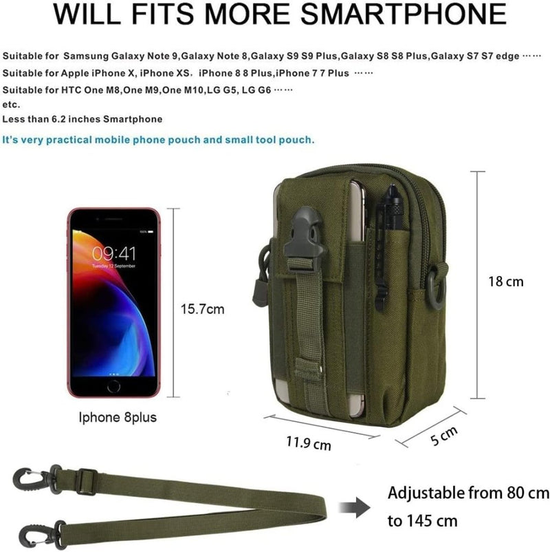 Laad afbeelding in Galerijviewer, flintronic Tactische Heuptassen, Molle EDC Pouch, Outdoor Heuptas+Haak, Utility Gadget Riemtas met Mobiele Telefoon Holster voor Sport, Wandelen, Kamperen, Reizen-Zwart - happygetfit.com
